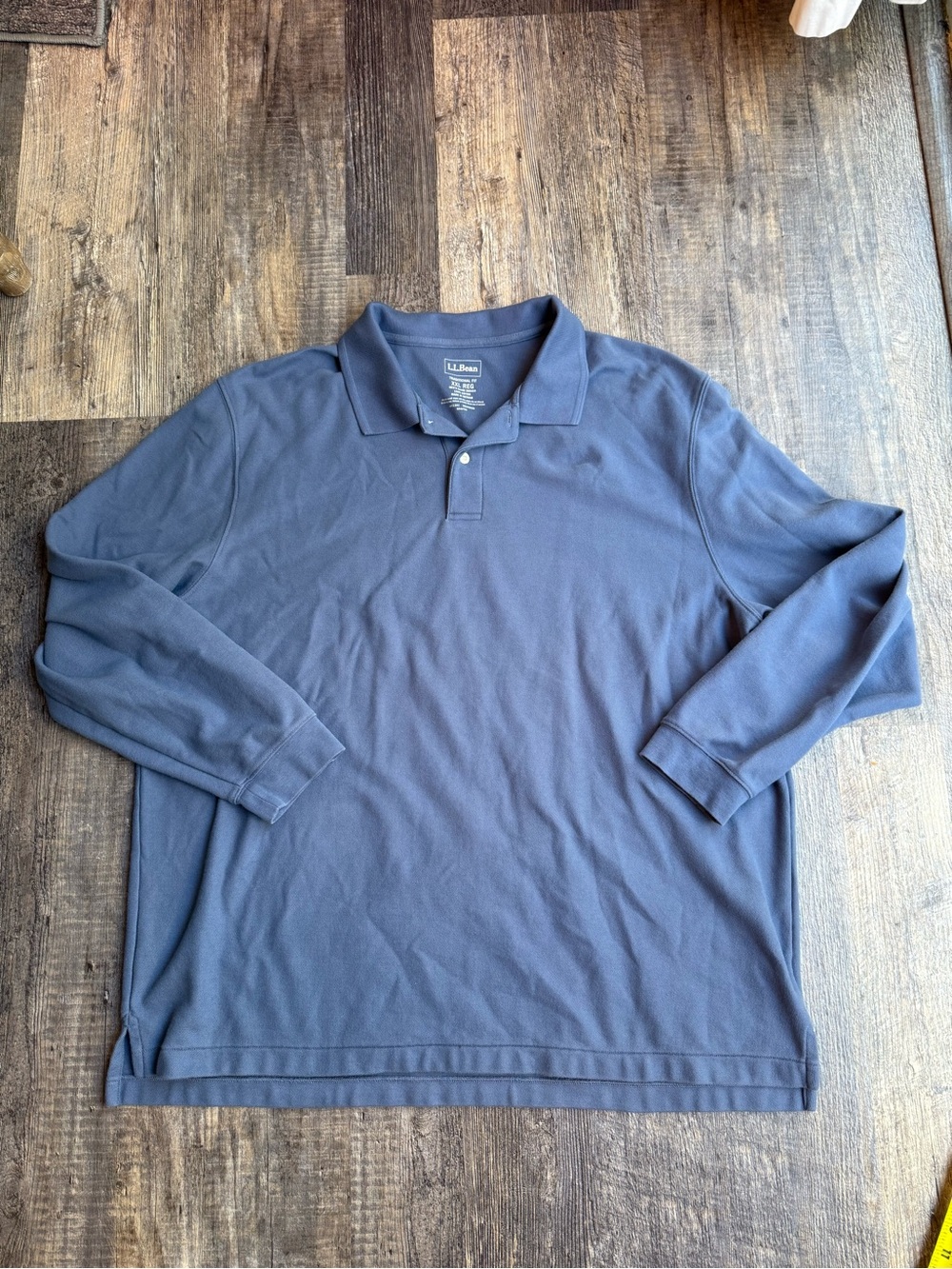 L.L. Bean Men's Long Sleeve Polo in Slate